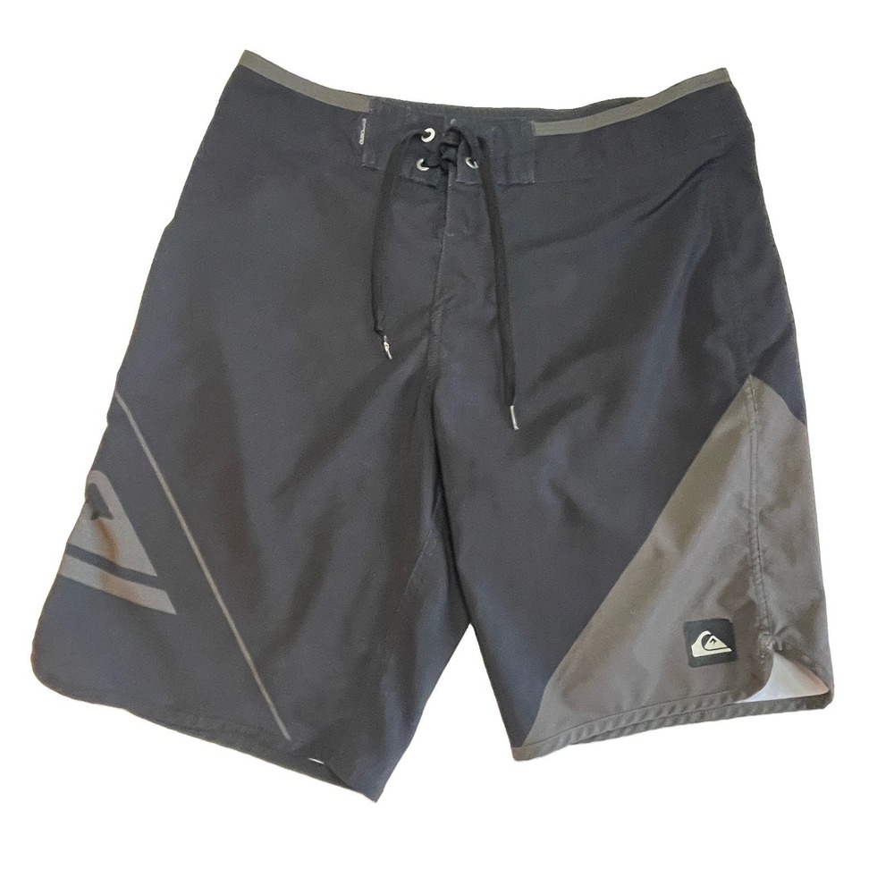 Quiksilver Kaimana Apex 21" Men Boardshorts Short 32 Surf VTG Black Retro